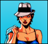 vorpalgirl: the character of Renee Montoya from DC Comics, wearing a fedora and holding a trenchcoat over one shoulder and generally looking cool and noir-ish (noir-cool renee montoya)