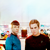 anoyo: Jim & Spock in XI standing together at the front of the bridge, looking at the viewscreen. (st:aos jim spock dream team)