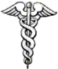 thnidu: winged staff with two serpents coiled around it (caduceus)