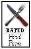 thnidu: X RATED Food Porn. The X is a crossed fork & knife (food porn)