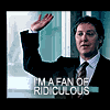 sarcasticsra: A picture of Alan Shore raising his hand with the text, "I'm a fan of ridiculous." (boston legal: fan of ridiculous)