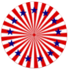 thnidu: circle of 50 stripes, alternate red and white, radiating from center, concentric with ring of 13 blue stars. By me. (Glory Variation #2)