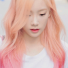 calmingcupoftea: Taeyeon from the group Girls' Generation looking down. Her hair is pink. (pink lemonade)