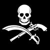 cottoncandypink: Pirate flag with a skull, a flintlock, and a cutlass (Event - yo ho)