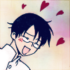 anoyo: Watanuki manga colored hearts all around his head, very happy. (xxxholic much love)