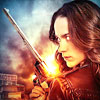 ladydreamer: Woman in near profile holds a long handheld gun up with dramatic lighting. (Wynonna Peacemaker)