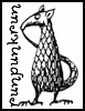 runpunkrun: edward gorey creature like an armoured avocado with legs, snout, and a tail, text: runpunkrun (fantod alert)