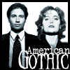 runpunkrun: fox mulder and dana scully in black and white, text: American Gothic (american gothic)