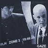 runpunkrun: a surveillance photo of clark kent gazing at an unaware lex luthor, text: gaze (it's a homonym)