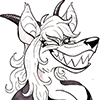 thaminga: A drawing of the author; a white, long haired jackal with two curved horns coming out of the back of the head. (Default)