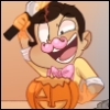 cottoncandypink: Drawn icon of Wilford maniacally carving a pumpkin (Casual - Halloween)