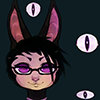 petmachine: A catboy's face with eyeballs floating around it (Nyx eyeballs)