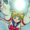 eternal_sailormoon: Sailor Moon, lifting the silver crystal over her head, looking up at it. (crystal)