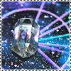 effingunicorns: a clear crystal in the middle of a circle with lines radiating out from the center in a galaxy color scheme (a spooky little girl like)
