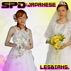katarik: Tokusou Sentai Dekaranger: Jasmine and Umeko ending credits, wedding gowns, text spd: japanese lesbians (SPD approves of your gay marriage.)