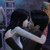 crossover_chick: a vampire version of Alice Liddell and a human Victor Van Dort kissing (SIMS: Vamp!Alice and Victor Smooches)