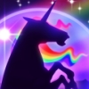chaseyourdream: The unicorn silouhette, rampant before sparkles and rainbows. (logo)