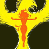 sheliak: Jean Grey silhouetted against the Phoenix Force. (jean: bold)