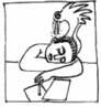 jinty: line drawing of sleeping person with bird above them (sleep of reason)