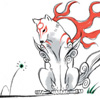 brushworkmother: Ammy peering at Issun who's bouncing and presumably telling her something (listening~)