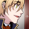 steponme: blush, smile (♪ Your lips are venomous poison)
