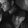 kurtofsky: Grayscale smoosh of Kurt and Dave at the bar in 3x05. (version 1.0 icon)