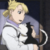 deadeye_shot: An animated gif of Hawkeye embracing her dog, Black Hayate. (it's a puppy sir)