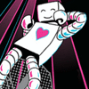 allofthefeelings: an illustration of a robot dancing, with a heart on its chest. (FUN FACT: originally a design from scrapbooking paper.) (Spoiler Alert)
