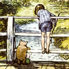 turlough: Pooh & Piglet & Christopher Robin playing Pooh Sticks, art by E H Shepard ((pooh) friendship)
