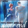 cesy: I wish this night would never end. Picture of Sleeping Beauty and the Prince dancing in the woods. (Never end)