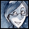 jjhunter_style: Inked watercolor woman with glasses part-way down her nose (J.J. inked)