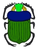 senmut: A line art scarab, colored in blue and green (General: Scarab)