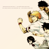 anaraine: Kurosaki Ichigo, Sado Yasutora, Arisawa Tatsuki and Kuchiki Rukia, bunched together while running and smiling. ([bleach] run)