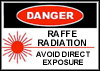reginagiraffe: Laser warning sign. "Danger. Raffe Radiation. Avoid direct exposure." (Raffe Radiation - Heuradys)