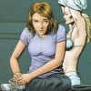 alixtii: Kitty and Emma un/dressing. From AXM, "Gifted." (femslash)