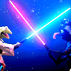 klingonlady: (Muppets: Kermit/Gonzo sabers)
