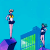 venusundae: sailor uranus and sailor neptune pose at great heights while rose petals in the wind introduce them as mystery power esbians (０９６ (it's taken years))