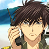 brightblueink: Sousuke from Full Metal Panic! looks grumpy while listening to a phone call. (Bad news)