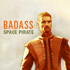 hilarytamar: Continuum Ba'al with text "badass space pirate" (SG1--Ba'al badass space pirate)