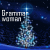 grammarwoman: A decorated tree sparkles outside at night (Sparkling tree)