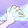 22degreehalo: Pearl from Steven Universe holding hands with the projected Rose Quartz (yuri)