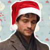 imp_ractical: The character Will Graham from the series Hannibal in a Christmas Hat with a Festive background (Default)