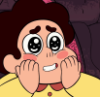 leanwellback: steven clutching his cheeks looking delighted with stars in his eyes (su- *___*)