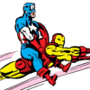 drwhlqist: Captain America riding Iron Man (screenshot from an old comic) (captain america, funny, iron man)