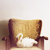 flewbetween: A swan sitting on an armchair. ((misc) swan)