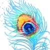 norsellie: a painting of a peacock feather in light colours on a white background (feri)
