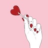 lilithenaltum: an illustrated woman's hand holding a heart shaped lollipop (aphrodite breaks, lolipop heart)