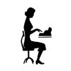 incognitajones: silhouette of woman at typewriter (writing: incognitajones)