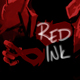 zva_redink: Icon from a self portrait painting, cropped to show the bat symbol on chest plate and hand holding Red Hood's domino mask with the text 'Red Ink'. (redink, zayvenART, zva-redink)