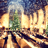 22degreehalo: The Great Hall from Harry Potter at Christmas, animated snow at the ceiling. (Harry Potter)
